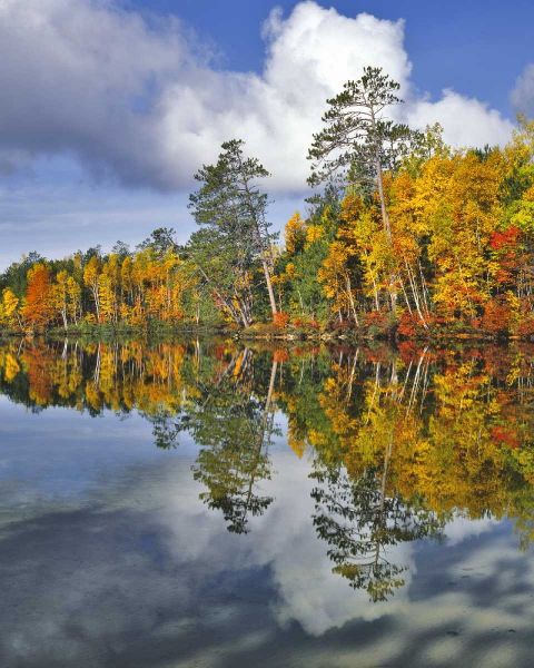 USA, Maine Autumn scenic of Upper Togue Pond